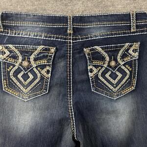 Realco Jeans Embroidered With Jewel Buttons Boot Cut Size 19 Womens Western